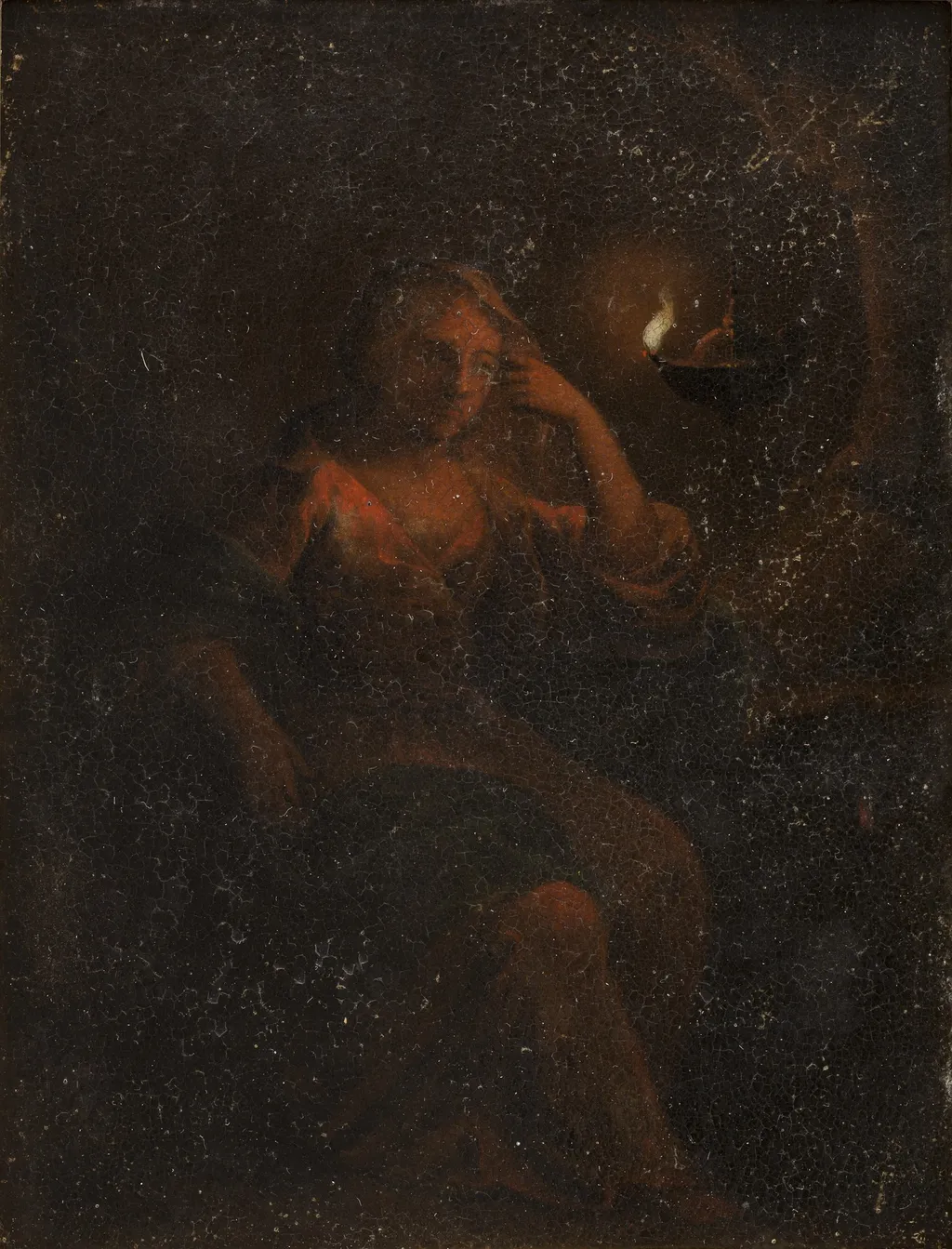 Siddende kvindefigur, by Unknown, unspecified