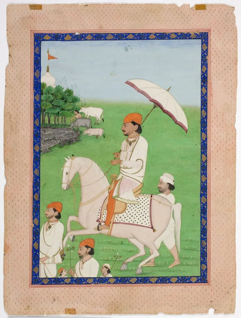 Sikh Gentleman Riding with Retainers, by Unknown