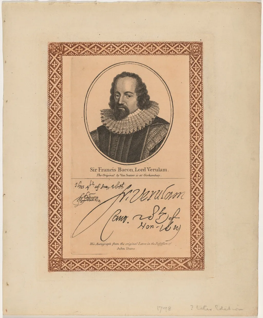 Sir Francis Bacon, Lord Verulam, by Unknown, 1790