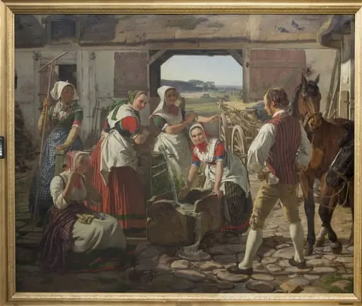 Sjællandske høstpiger ved en brønd, by Unknown