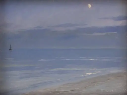 Skagen Beach in Moonlight, by Unknown