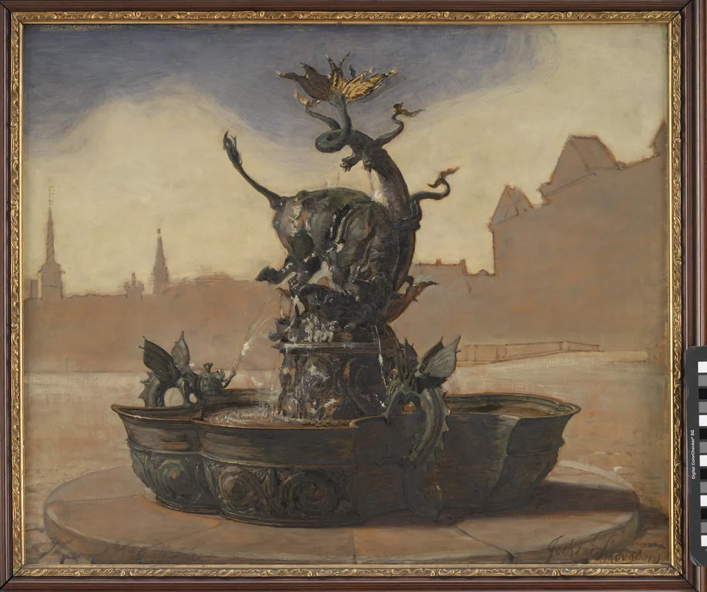 Sketch for Dragespringvandet (the Dragon Fountain), by Unknown, 1850