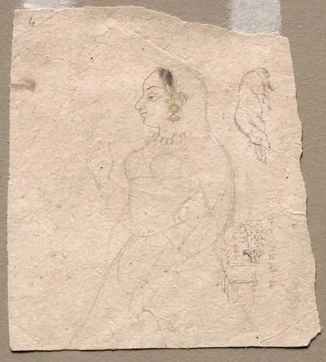 Sketch of a Woman with an elephant and other animals on reverse, by Unknown