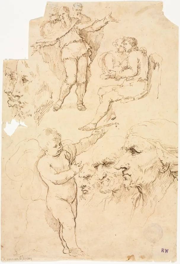 Sketches of Heads and Figures, by Unknown, 1604