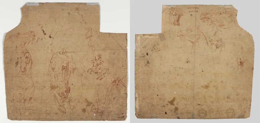Sketches of Horses and Riders (recto); Sketches of Horses (verso), by Unknown, 1604