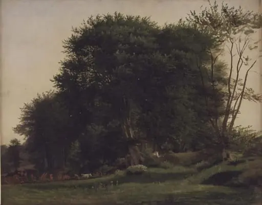 Skovlysning med kvæg, by Unknown