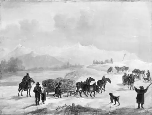 Slædefart i de bajerske bjerge, by Unknown