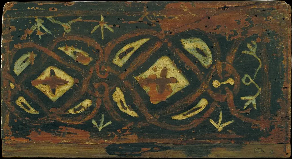 Small coffered ceiling panel with geometric motifs, by Unknown