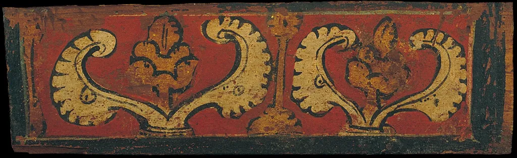 Small coffered ceiling panel with plant motifs, by Unknown, unspecified