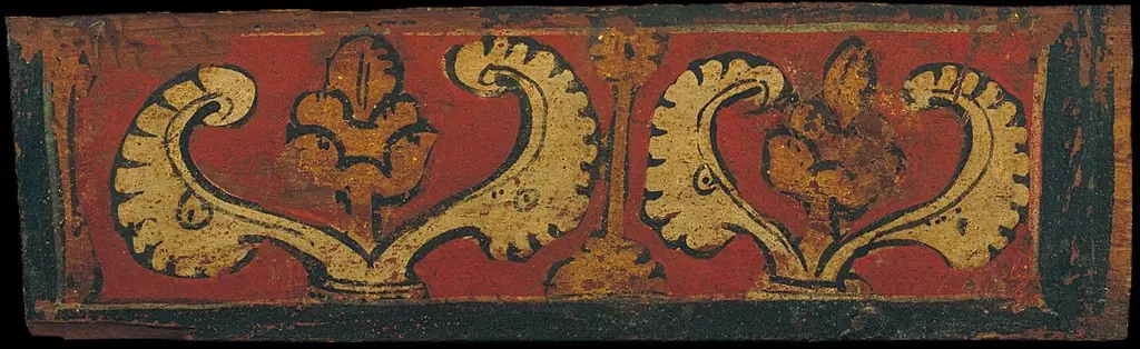 Small coffered ceiling panel with plant motifs, by Unknown