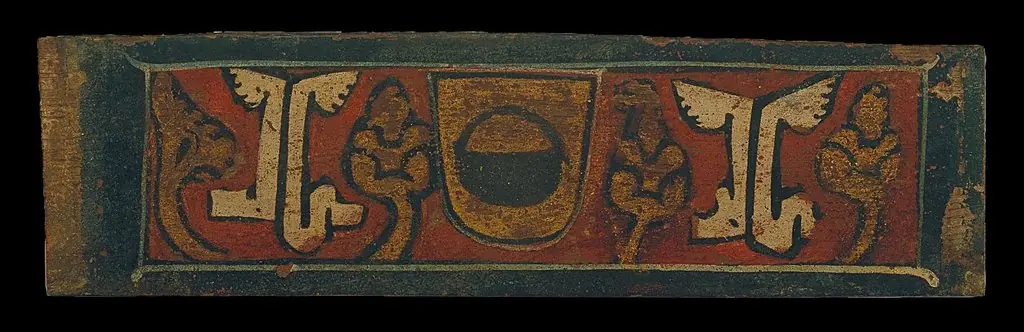 Small coffered ceiling panel with the coat of arms of the Caldes family, by Unknown