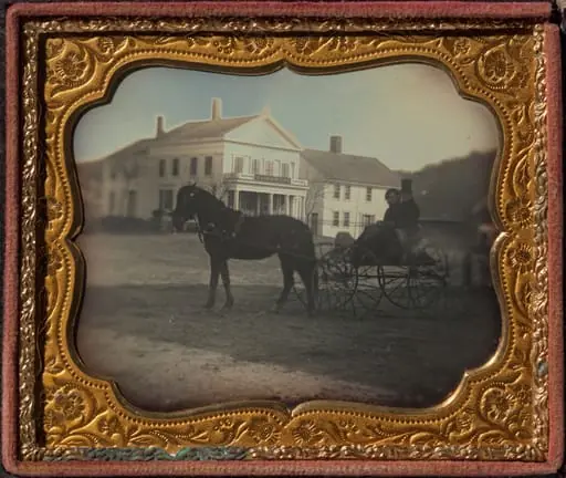 Solomon Clark Spelman and Martha W. Spelman in front of S.C. Spelman General Store, Hampden, MA, by Unknown