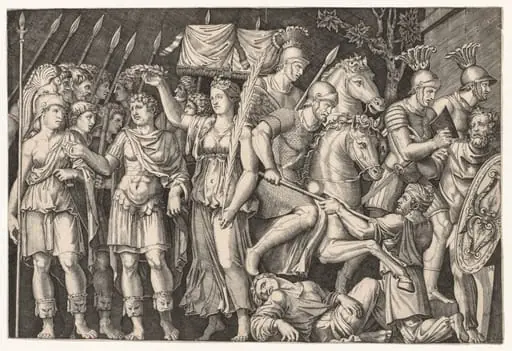 Speculum Romanae Magnificentiae: Trajan Between City of Victory and Rome (The Emperor Trajan), by Unknown