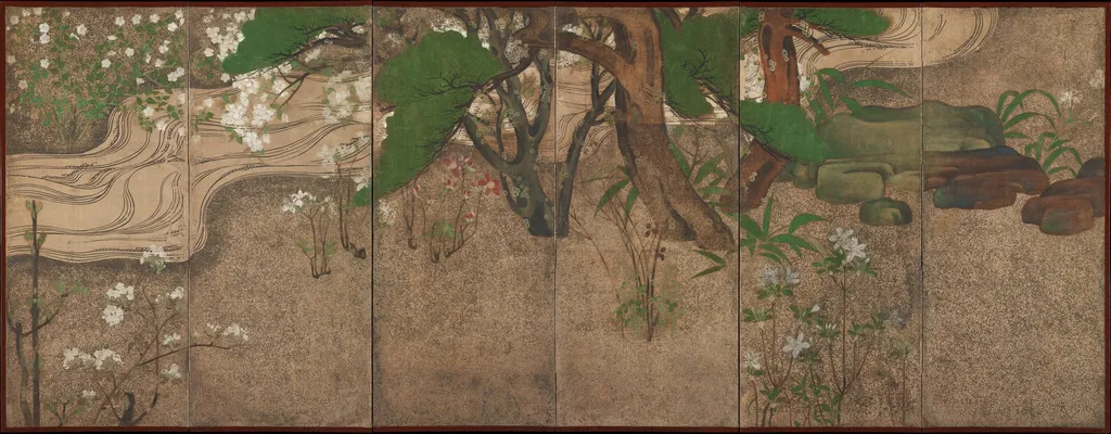 Spring Trees and Grasses by a Stream, by Unknown, unspecified, 1700