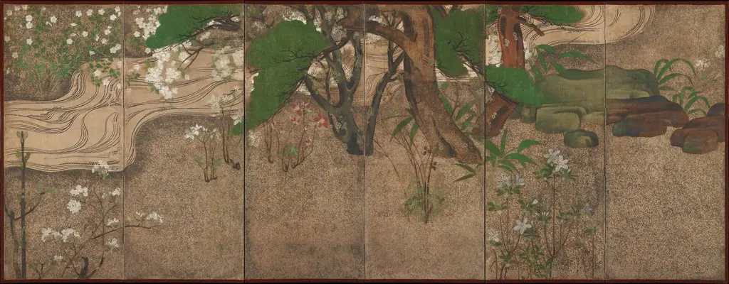Spring Trees and Grasses by a Stream, by Unknown