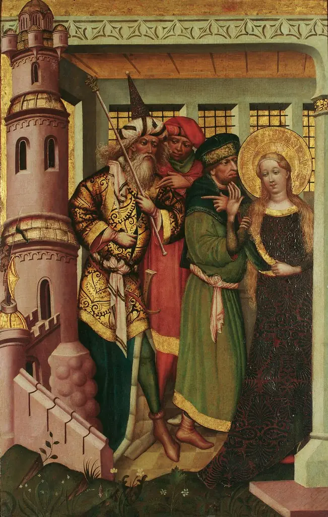 St. Barbara is led into the tower, by Unknown
