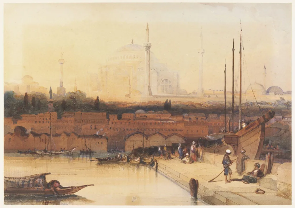 St. Sophia, Constantinople, by Unknown, watercolor, 1840