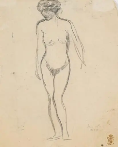 Stående kvindelig model, by Unknown
