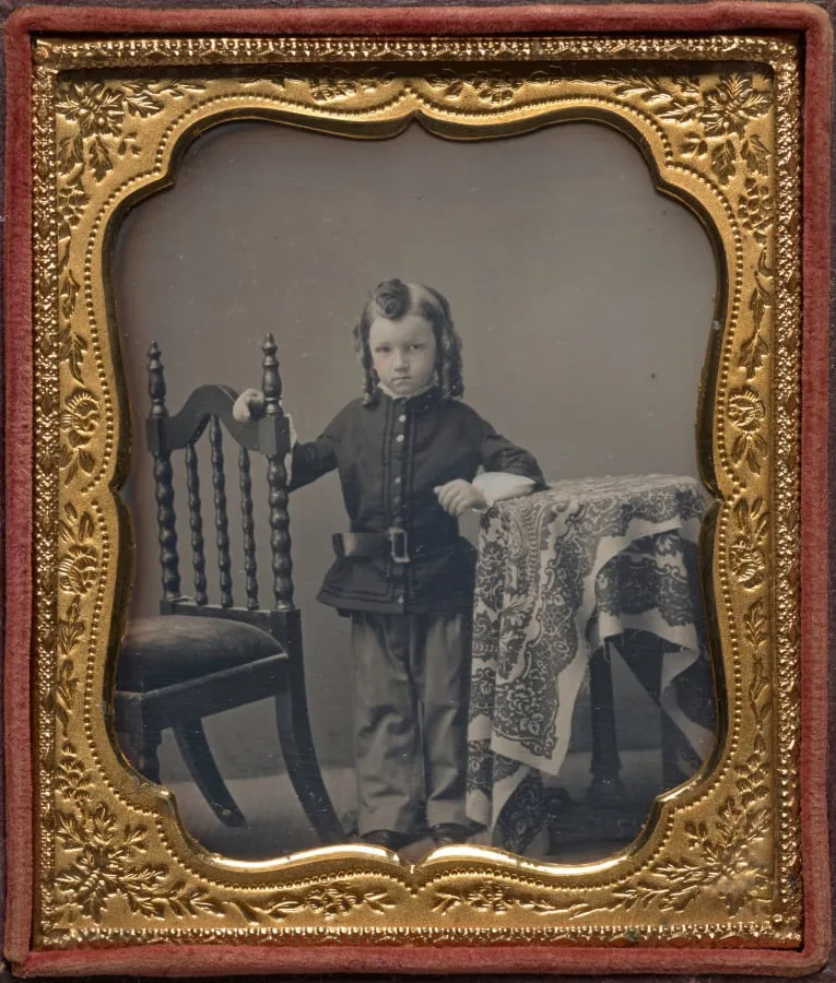 Standing boy with bottle curls, by Unknown, 1854