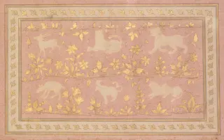 Stenciled Scenes of Lion and Gazelle (verso), by Unknown, 1710
