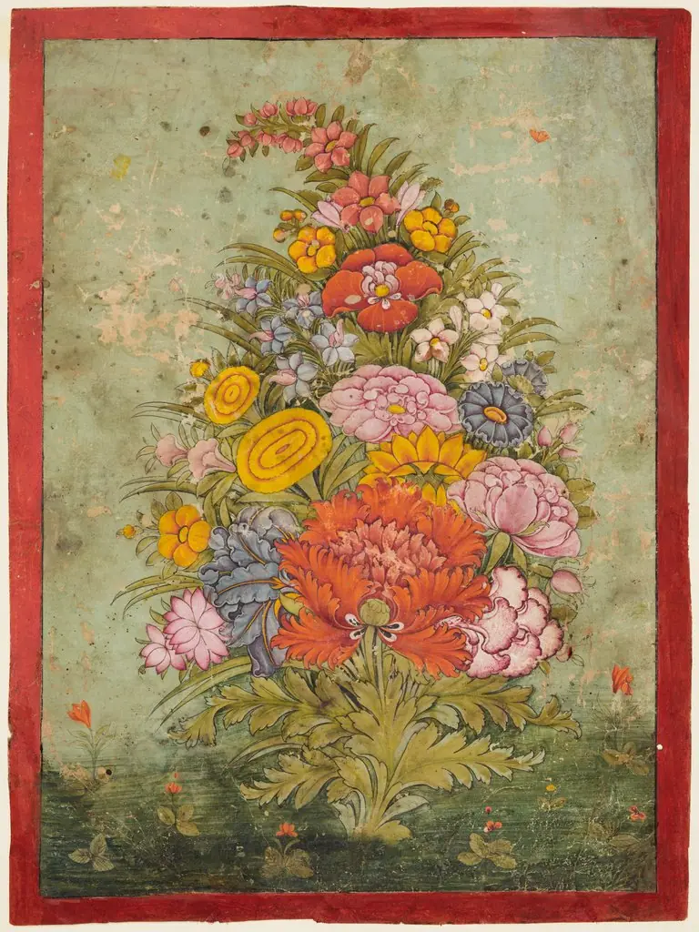Still Life: Bouquet of Flowers Emerging from the Grass, by Unknown