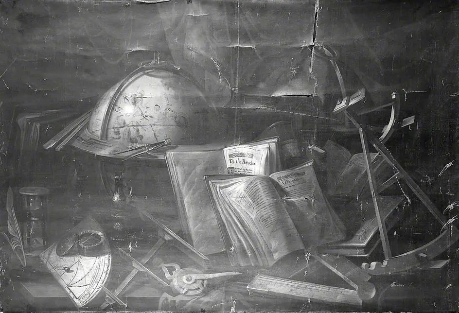 Still Life with Books and Astronomical Instruments, by Unknown