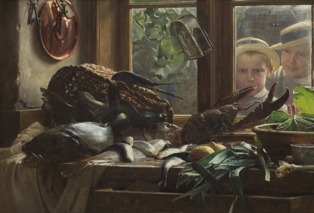 Still Life with Fish, by Unknown, unspecified, 1878