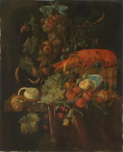 Still Life with Fruit and a Lobster, by Unknown