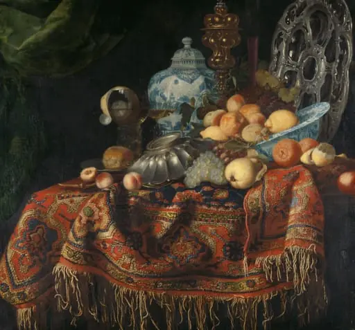 Still Life with Fruit, Plates and Dishes on a Turkey Carpet, by Unknown