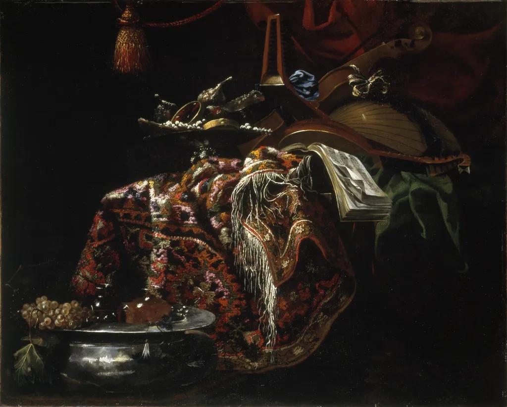 Still Life with Musical Instruments, by Unknown, oil, 1650