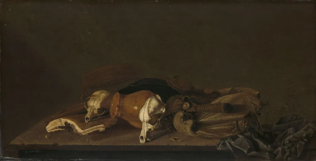 Still Life with Suckling-Pig Skulls, by Unknown, oil, 1630