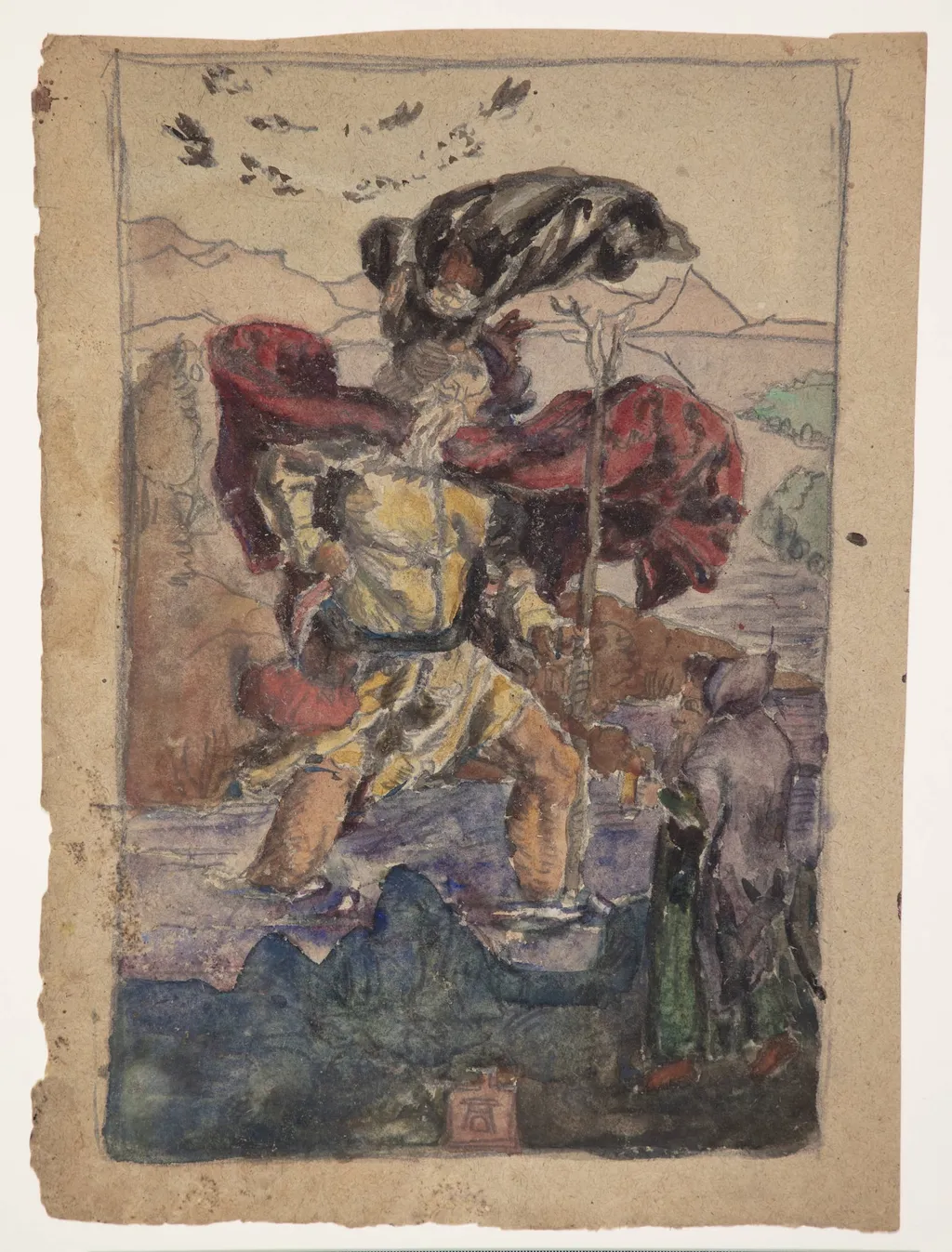 Studie efter Dürer: Den Hellige Christoforus II, by Unknown, unspecified, 1910