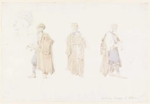 Studies of a man in Albanian dress, by Unknown