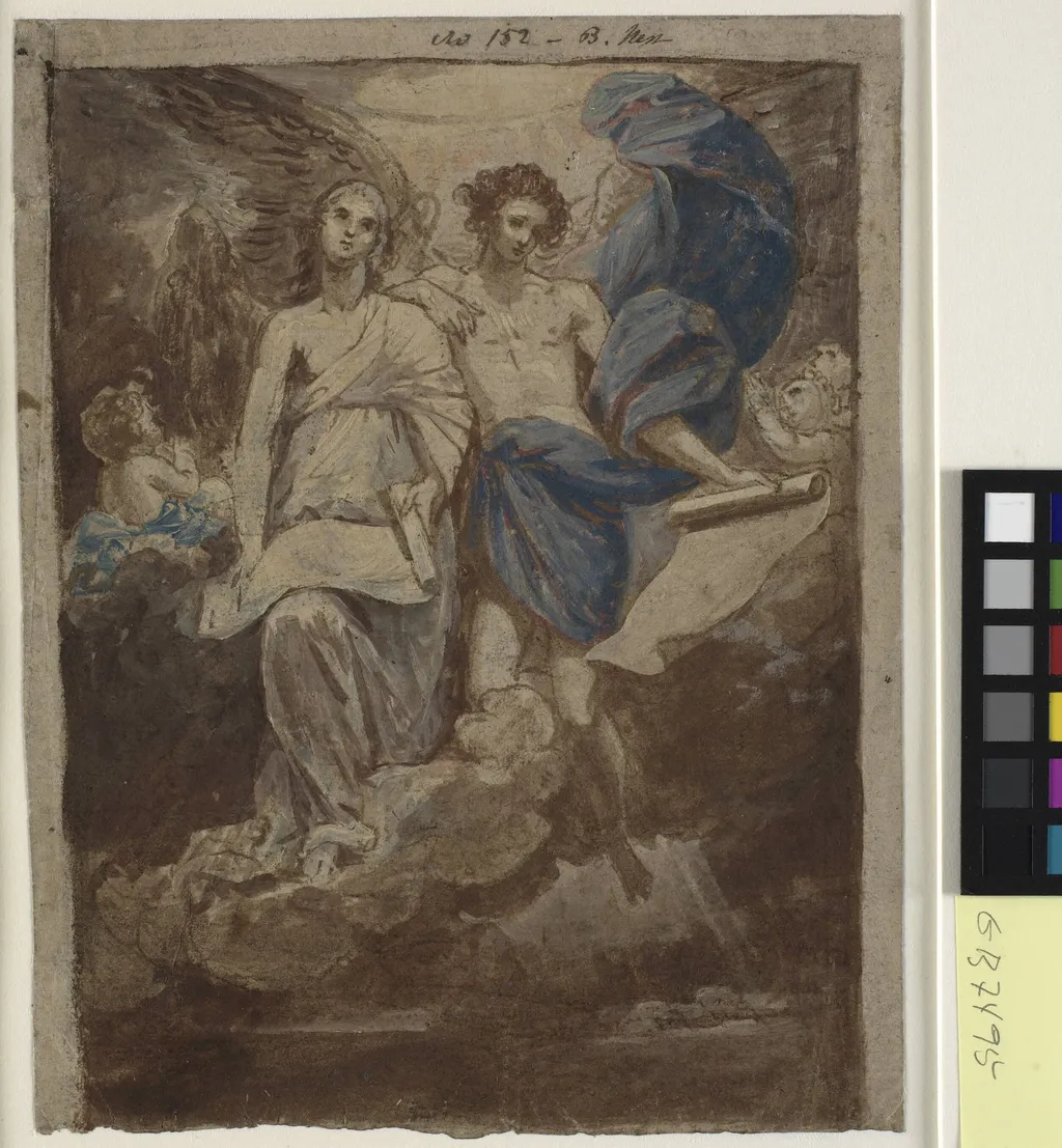 Study for a painting of The Angels Appearing to the Shepherds, 1774, by Unknown, unspecified, 1750