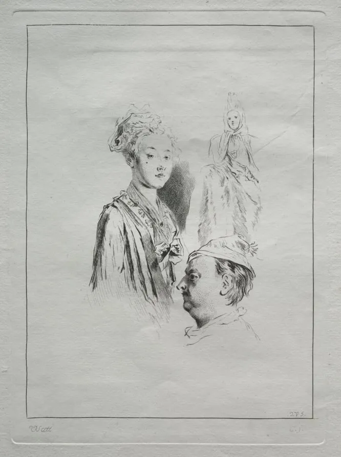 Study of Heads, by Unknown, 1704