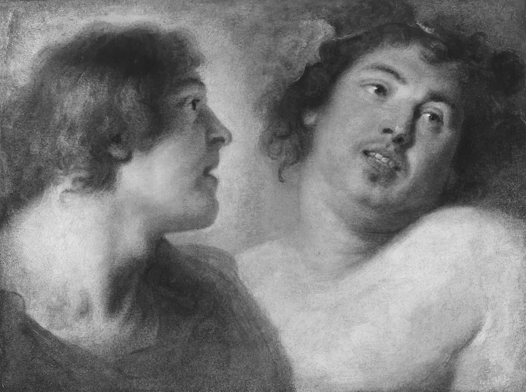 Study of Two Male Heads (Possibly for Bacchus), by Unknown