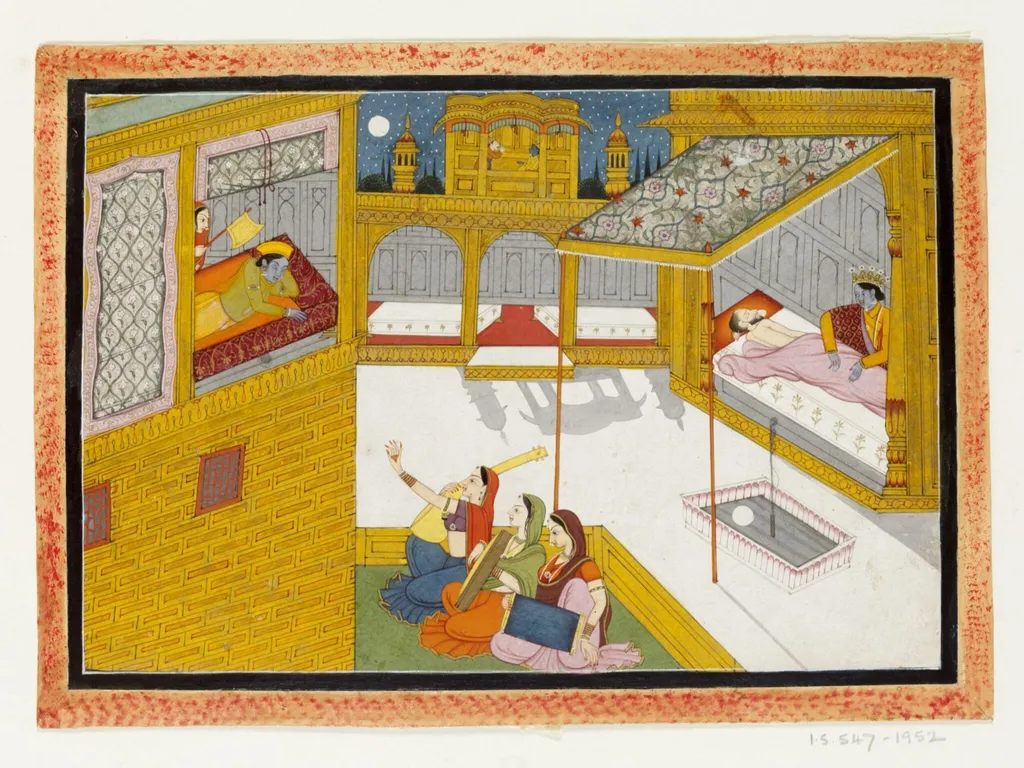 Sudama and Krishna, by Unknown, paint, 1775