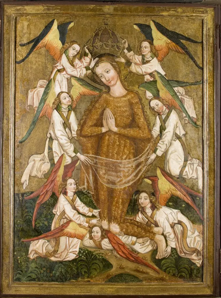 Św. Maria Magdalena unoszona przez anioły. Retabulum ołtarzowe z kościoła w Moszczenicy Niżnej - korpus., by Unknown