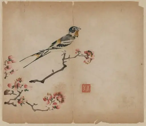 Swallow on Flowering Peach Branch, by Unknown