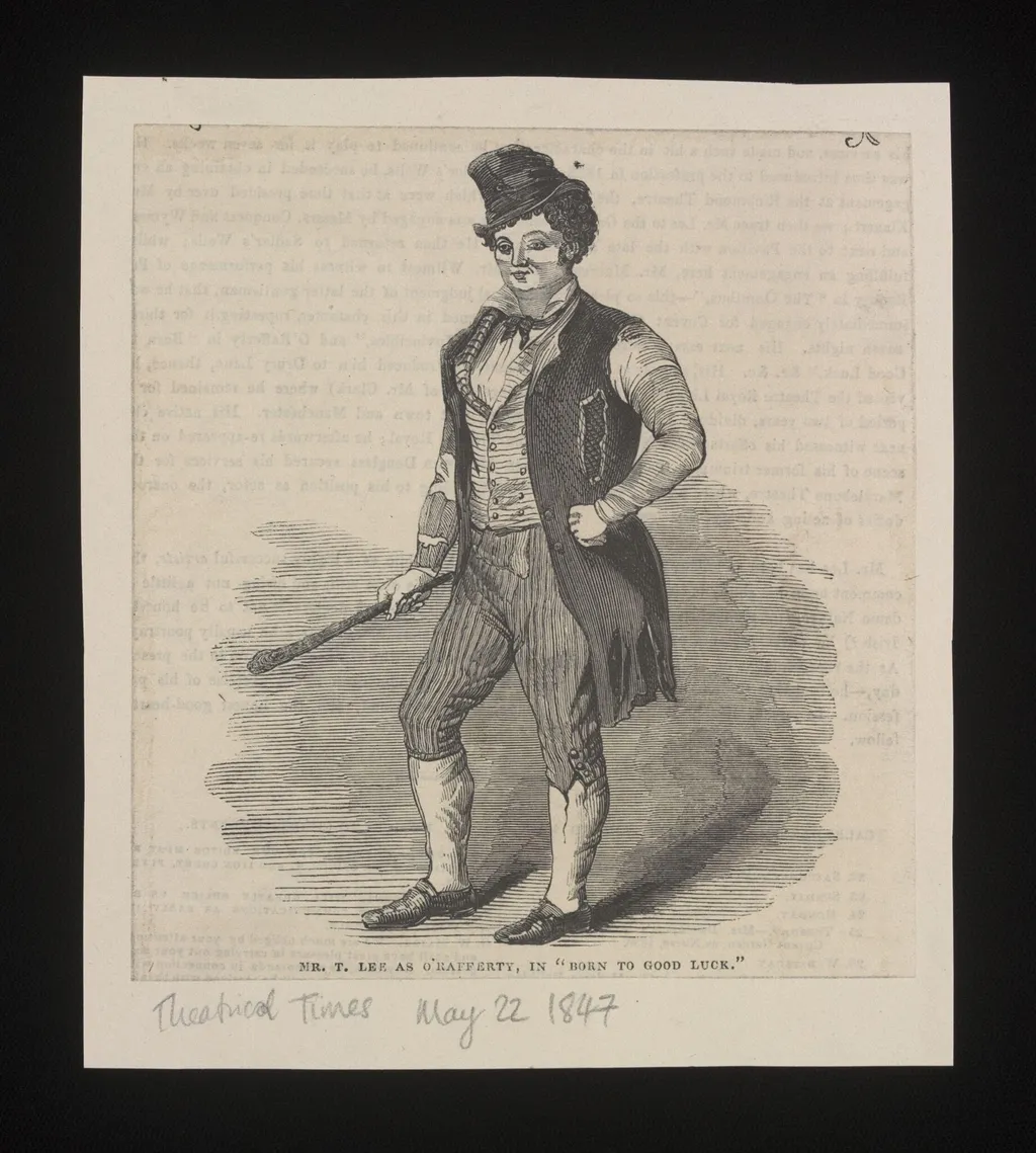 T. Lee as O'Rafferty in <i>Born to Good Luck,</i>, by Unknown, 1847