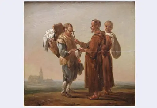 Țăran și doi călugări ; pandant: La malul mării, by Unknown