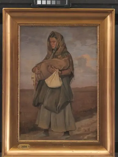 Taterkvinde med sit barn på heden, by Unknown