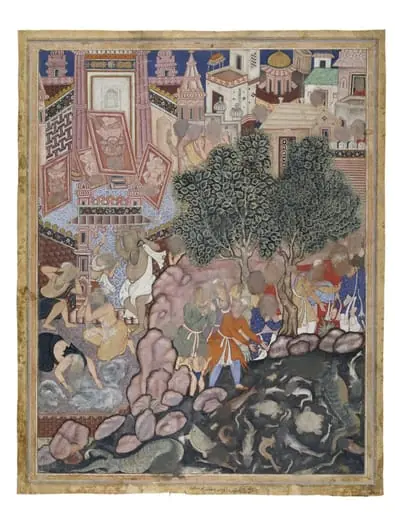 Temple idols fall and the sea dries up on the birth of the Prophet Muhammad, by Unknown
