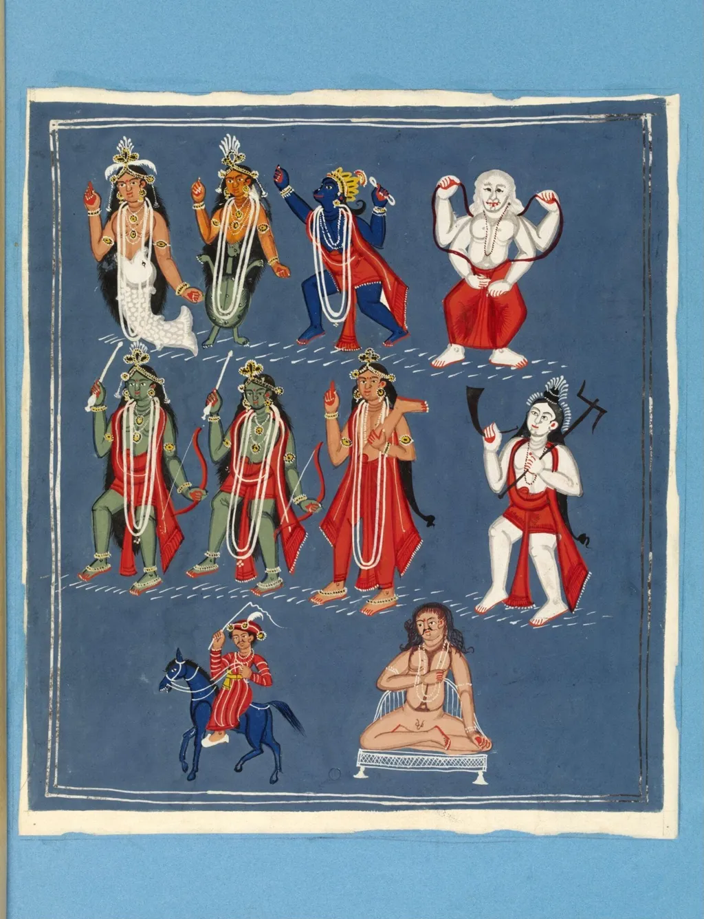 Ten avataras of Vishnu, by Unknown, paint, 1850