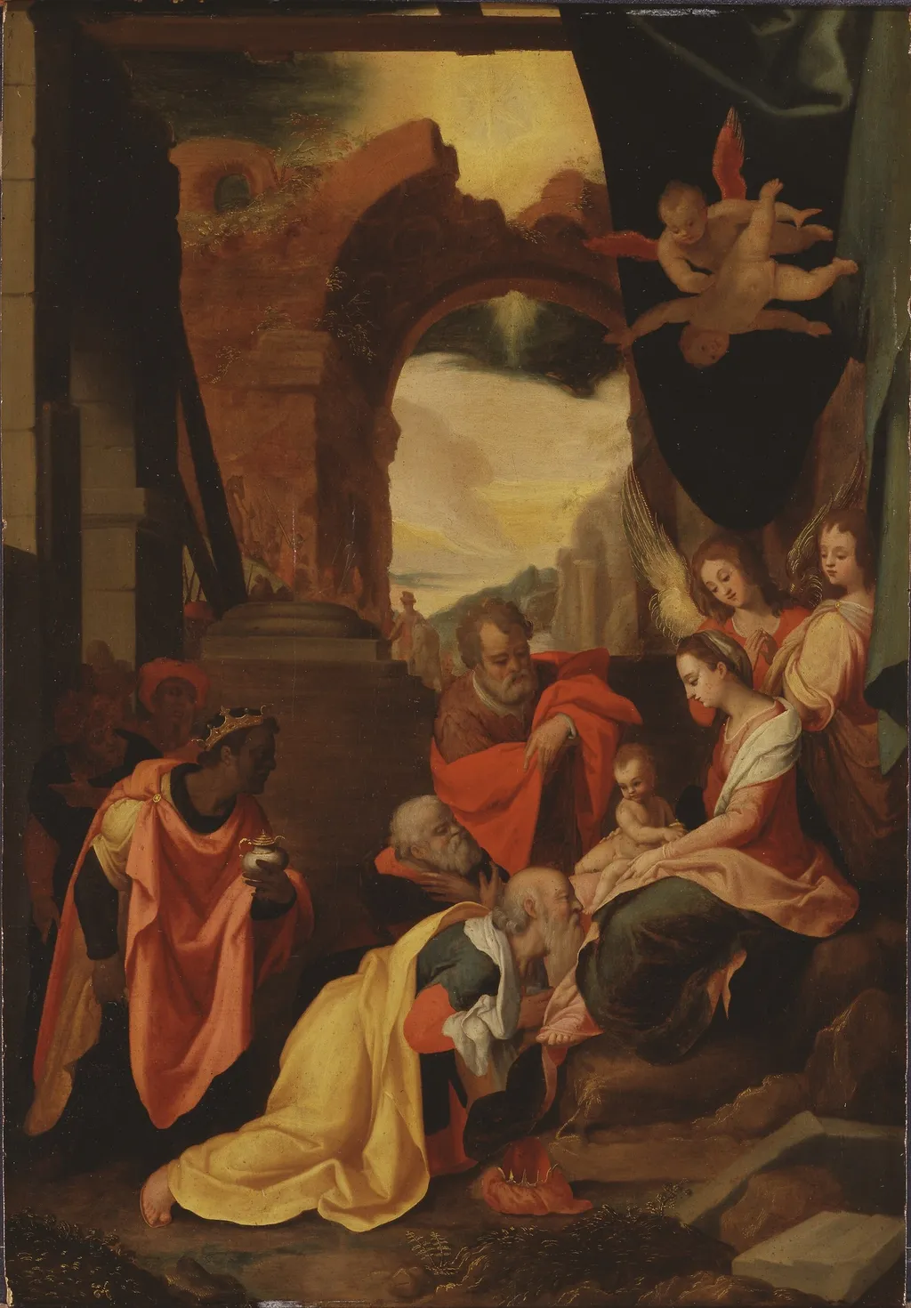 The Adoration of the Magi, by Unknown, oil, 1850