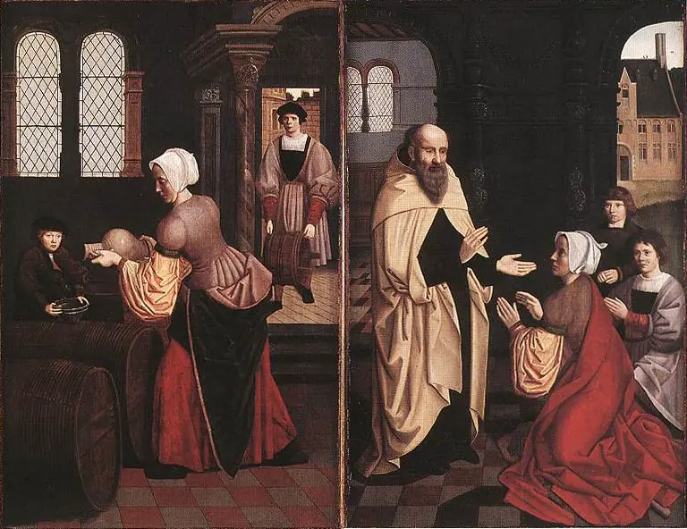 The Adoration of the Shepherds and the Kings and Elisha and the widow's oil, by Unknown