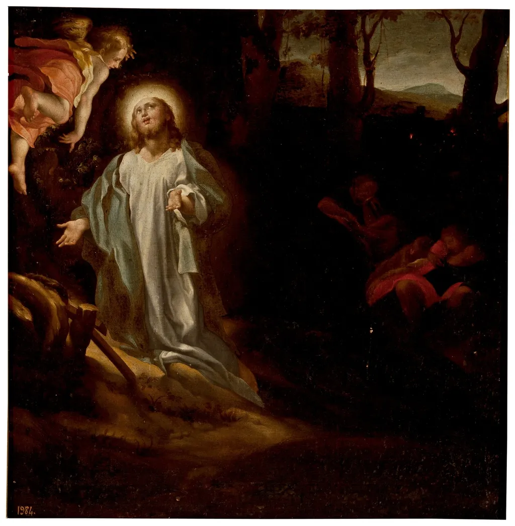 The Agony in the Garden, by Unknown, oil, 1501