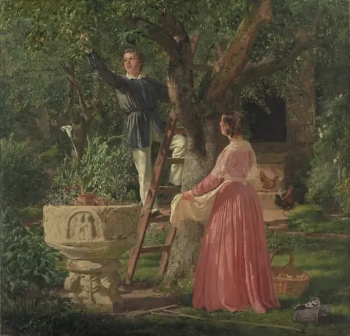 The Ancient Baptismal Font in the Garden, by Unknown
