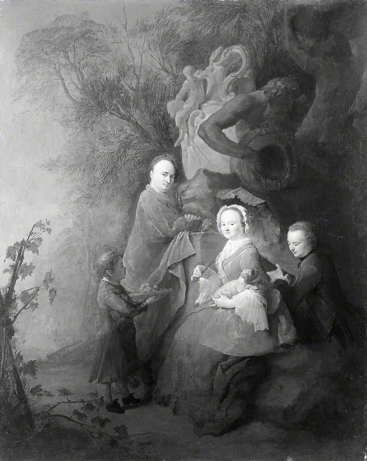 The Artist and his Family in a Park, by Unknown