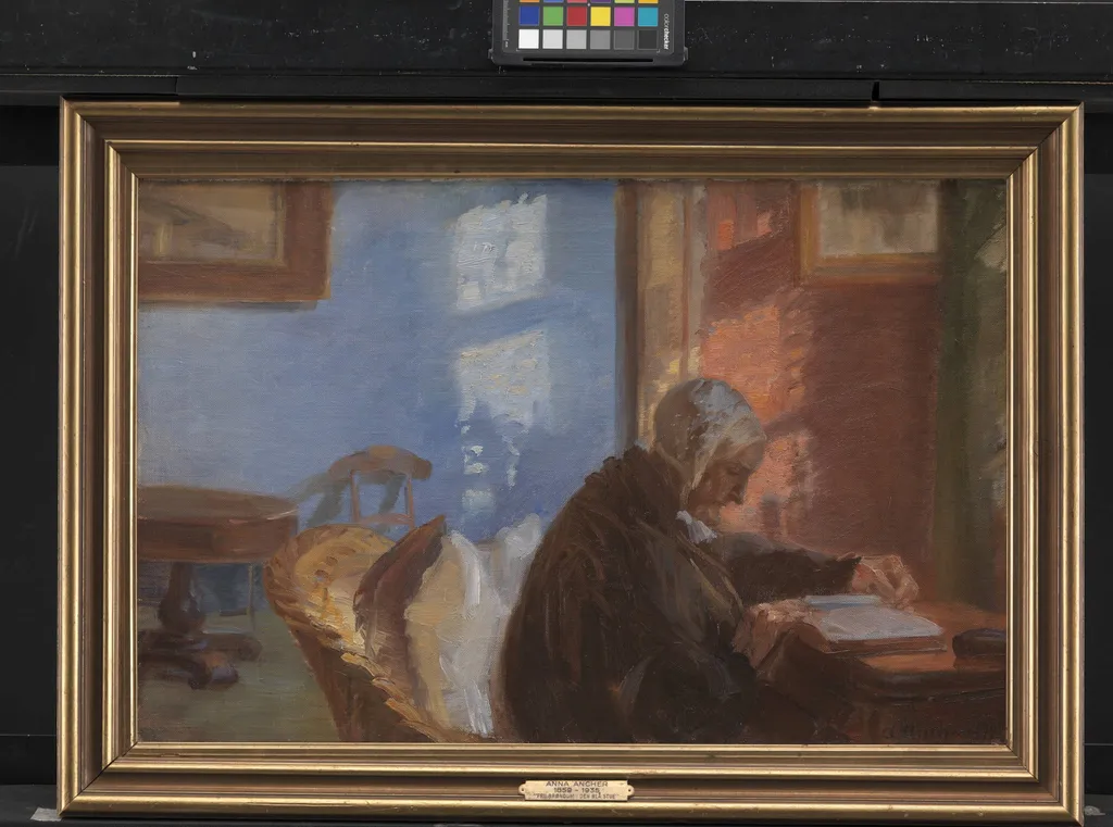 The Artist's Mother Ane Hedvig Brøndum in the Red Room, by Unknown, 1909